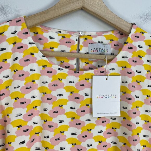 NWT Compania Fantastica Womens Shift Dress Size Small Cute Eyelash Print - Picture 3 of 11